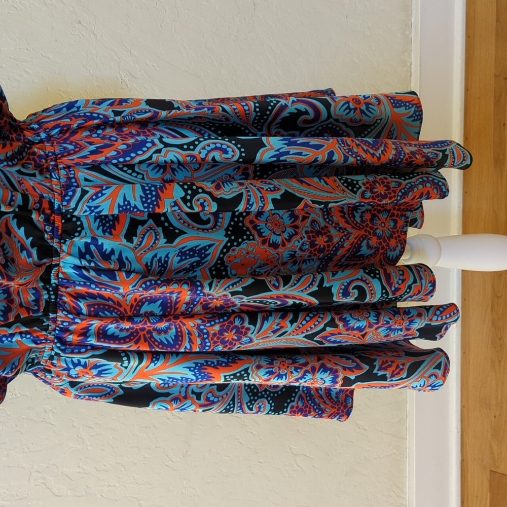 Marciano Marrakesh Paisley Print Black Blue Mini Dress Size Large - Picture 5 of 11